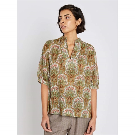 Heartmade Turin Bluse, Green Paisley Print